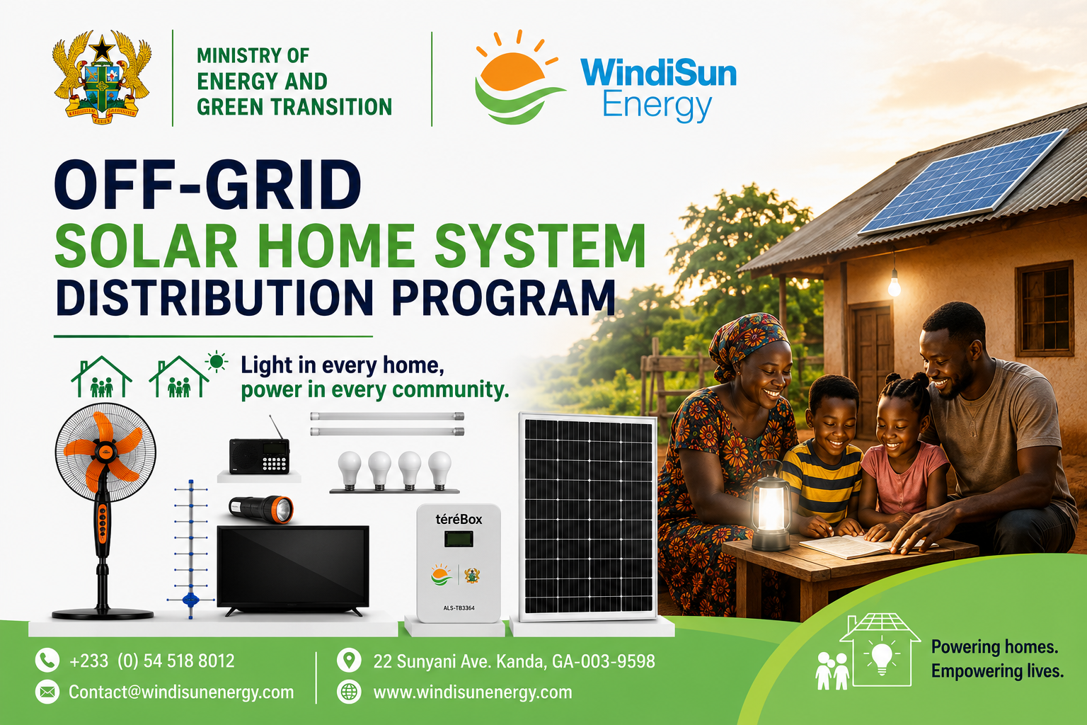 Solar home system package and included appliances